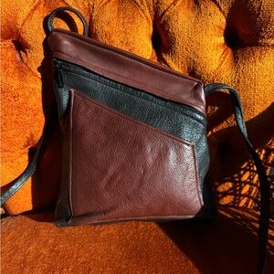 Elegant Black and Brown Leather Bag